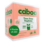 Caboo Tree Free Paper Napkins, 4 Packs of 250, 1000 Total Napkins, Eco Friendly, Sustainable, and Disposable Kitchen Napkins