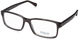 Polo Ralph Lauren Men's PH2123 Prescription Eyewear Frames, Shiny Transparent Grey/Demo Lens, 58 mm