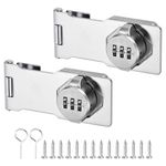 PATIKIL Household Cabinet Password Lock Hasp Locks Combination Latch with 3 Digit Password Security Latch Lock Anti-Theft Keyless Latch Lock for Drawer and Cabinet (Silver, 2 Pack)