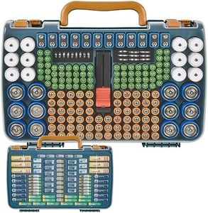 Battery Storage Organizer Case Holder Box with Tester, Double-Sided Batteries Fits for 269 Caddy Container AA AAA AAAA 3A 4A 9V C D Lithium 23A 4LR44 CR123A CR1632 CR2032 - Green