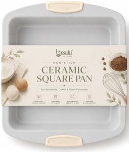 Boxiki Kitchen Ceramic Square Cake Pan, 12x10x2 Inch Aluminized Steel Baking Pan, KFCC Korean Ceramic Coated Nonstick Bakeware, Heavy Duty Oven Safe to 550°F, Easy Release & Clean Baking Pan