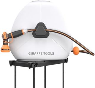 Giraffe Tools Retractable Hose Reel with 1/2 Inch x 100FT, Heavy Duty Ground Mount Garden Hose Reel, Automatic Rewind,with 9-Function Sprayer Nozzle & Flexible Swivel Base