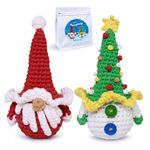 NestledCrafts Crochet Kits, Complete Crochet Kits for Beginners and Adult, Beginners Crochet Kit Christmas, Santa Claus, Christmas Tree, Soft Yarn, Knitting Set, Step-by-Step Video Instruction