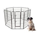 Safstar 8 Panels Metal Dog Playpen, 48" Height Dog Fence Exercise Pen with Doors for Large Medium Small Dog Rabbit Cat, Foldable Pet Puppy Playpen for Indoor & Outdoor RV, Camping, Yard (Black)