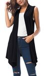 Urban CoCo Women’s Sleeveless Asymmetric Hem Open Front Cardigan Vest (XL, Black)