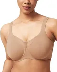 HSIA Minimizer Bras for Women Plus Size, Full Coverage T Shirt Unlined Bra with Underwire & Wide Strap Support for Heavy Breast, Dark Beige 36C