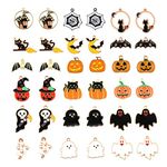 AIEX 36pcs Halloween Pendant, Enamel Charms Halloween Decorations Charm Pendant Halloween Charms for Jewelry Making Pumpkin Pendant Ghost Bat DIY Craft