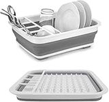 LLygezze Collapsible Drying Dish Storage Rack, Dish Drainer Dinnerware Basket for Kitchen RV Campers Portable Dinnerware Organizer