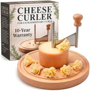 Cheese Shaver Tool for Cheese & Chocolate Curls - Cheese Curler Wheel Compatible with Tete de Moine Cheese, Silicone Non-Slip Pads on Wood Base, Stainless Steel Blade for Decorative Home Serving Use