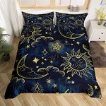 Kids Sun and Moon Duvet Cover Set Bohemian Style Bedding Set for Kids Boys Girls Psychedelic Galaxy Star Comforter Cover Cosmic Duvet Cover Single Size