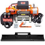 WINCHMAX 13,500lb (6,123kg) Original Orange 24v Electric Winch. 26m x 9.5mm Steel Wire Rope. 3/8 inch Hook. Flat Bed Mounting Plate.