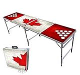 PartyPong 8-Foot Folding Beer Pong Table w/Cup Holes - Oh Canada Edition