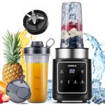 KIDISLE Blender,Powerful 1500W Smoothie Blender, 5 Auto Programs for Blend,Juice,Smoothie Maker,Ice Crush and Frozen Fruit, 6-leaf Ice Crushing Blades,2x 800ml Portable Cups