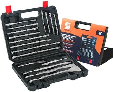 Rotary Hammer Drill Bits Set & Chisels- SDS Plus 17PCS Concrete Masonry Hole Tool with Storage Case for Concrete, Stone, Brick