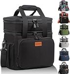 Expandable Large Lunch Bag, Double Deck Insulated Lunch Box Leakproof Durable Soft Cooler Bag for Men Women Adults Work Construction Beach Picnic Daytrip,16L,Black, GLENKEY