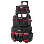 HAUTMEC 3-Piece Rolling Tool Bag Set, 18" Tool Bag on Wheels, 15" Open Tool Tote & 12" Samll Foldable Bag, Heavy-Duty Wide Mouth Tool Box with High-Density Oxford, Off-Road Wheels – HTTBM25006