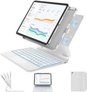 TSQQST Keyboard Case for iPad A16 11th Geneneration 2025 & iPad 10th Gen 10.9" 2022, Floating Magnetic Stand, Multi-Touch Trackpad, 7-Color Backlit, Removable, Smart Connector, White