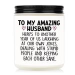 Shqiueos Husband Funny Gifts-to My Husband Candle, Husband Birthday Candle, Birthday Gifts for Husband from Wife, Anniversary Wedding Gifts for Husband, Husband Bday Gifts Lavender Scented Candle 7Oz