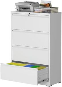 mysteeldepot 4 Drawer Lateral File Cabinet with Lock, Metal File Cabinet, Lateral File Cabinets for Home Office, Heavy Duty File Storage Cabinet for Legal/Letter/A4 Document, Assembly Required, White