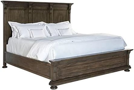 Hekman Furniture King Panel Bed Java Finish, Mindi Solids & Veneers Sturdy Material Wide Space Bedroom Furniture, Dentil Molding Headboard with 3 Overlay Panels Best Bed Frame for Farmhouse