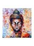 999STORE Wooden Stretched Framed Lord Gautam Buddha Paintings for Living Room | Home Religious Wall Canvas for Bed Décor | Modern Stylish Hanging | Canvas 24X24 Inches Stretched Canvas