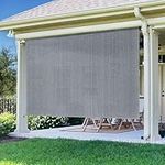 Artpuch Outdoor Roller Shade 6'(W) x6'(H Exterior Fabric Blind Gray Cordless Roll Up Shade, Wand Operation Roller Shade Cloth for Patio Porch Gazebo