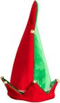 Skeleteen Funny Christmas Elf Hat - Red and Green Jolly Velvet Holiday Elven Novelty Costume Hats with Jingle Bell Designs for Kids