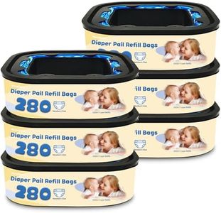 Compatible with Diaper Genie Compact, Select & Classic Pails — 6 Pack Square Refill Bags, Continuous Multi-Layer EVOH Film, Max Odor Control, Unscented, Not for Signature/Easy Roll Systems