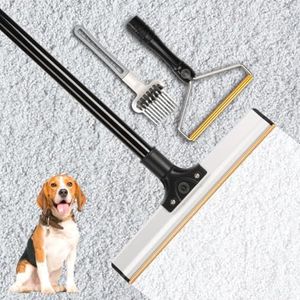 62" Carpet Rake for Pet Hair Removal – Adjustable Carpet Broom & Rug Rake with Extra Scraper & Hair Picker – Dog & Cat Hair Carpet Rake, Pet Hair Removal Broom & Carpet Brush for Furniture