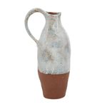 Deco 79 Ceramic Handmade Vase with Terracotta Accents, 5" x 7" x 14", White