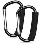 2 Pack Large Buggy Clips Locking Carabiner Clips Heavy Duty Aluminum Carabiner Super Durable Lock Carabiner Hook for Camping Hammocks Dog Leash Yoga Swing(Black)