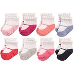 Hudson Baby Cotton Rich Newborn and Terry Socks Casual, Mary Jane, 6-12 Months (Pack of 8)