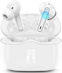 Wireless Earbuds, Bluetooth 5.3 Headphones in Ear with HiFi Stereo Deep Bass, 4 ENC Noise Cancelling Mic Wireless Earphones 40H Playtime, Bluetooth Earbuds Dual LED Display, IP7 Waterproof, Snow White