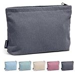 MAANGE Small Makeup Bag for Purse, Travel Cosmetic Bag Makeup Pouch Corduroy Portable Versatile Zipper Pouch for Women(Gray)