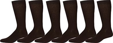 Sakkas 5699Blk Men's Cotton Blend Ribbed Dress Socks Value 6-Pack - Brown 6-Pack