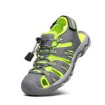 DREAM PAIRS Kids Sandals Boys Girls Closed-Toe Outdoor Summer Sport Sandals Little Kid,160912-K,Grey Neon Green,Size 1 M US