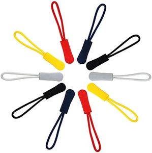 FuninCrea Cordino Cerniera, 50 Pezzi Tira Cerniera Tag Esteso Nylon Cord Cerniera Tiretto Sostituzione per Zaini, Giacche, Valigie, Borse, Borsette, Felpe, 5 Colori