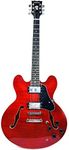 Musoo 335 style Jazz Electric Guitar, Flame Maple top Semi-Hollow Body, Chromed Hardware