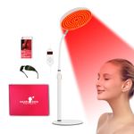 Akarishin Red Light Therapy Lamp for Face- Facial and Body Treatment with Adjustable Height Stand, 120 LEDs, 590nm, 660nm, 660nm+940nm - Alleviate Muscle Soreness, Skin Vitality