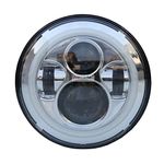 Wecade 7" Round LED Projectior Headlight for Wrangler Motorcycle (7" Inch Chrome with Halo)