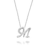 Jewels By Erika MINI M 10K Solid Gold Initial Necklace - H-I Color, I1 Clarity 0.03CT Diamond Letter Necklace for Women & Girls - 10MM Pendant Necklace - 18" Necklace Chain - Letter M Silver Necklace