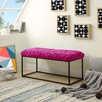 Loft Lyfe Upholstered Velvet Bench - Hand Woven Entry Bench with Mordern Black Base Frame Legs, Laguce, Fuchsia