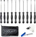 oGoDeal 10Pcs Carburetor Adjustment Screwdriver Tool Kit Walbro Carburetor Adjusting Tools for 2 Cycle Small Engine Husqvarna Chainsaw Weed Eater Troy Bilt Etc with Bag,Brush and Cleaner Tool Kit