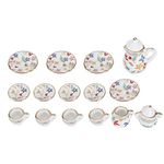 Yosoo Health Gear 15Pcs Tea Miniature, Beautiful Dollhouse Kitchen Miniature, Porcelain Verisimilitude for Living Room High Simulation for Home(Colorful floral)