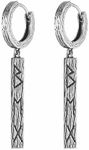 HZMAN Viking Runes Dangle Drop Earrings for Men Boys Retro Stainless Steel Nordic Viking Earring Hinged Huggie Hoop Earring Jewelry Gift, Stainless Steel, No Gemstone