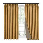 LIYAXUN Pinch Pleat Custom Curtains, Faux Linen Curtains for Window Decor, 85% Blackout, Thermal Insulated Curtain for Traverse System and Track (Lined, 52" W x 84" L,1 Panel, Wheat)