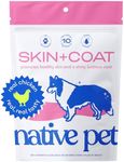 Native Pet Skin and Coat Chews for Dogs - 120 Chews - Made with Wild-Caught Salmon Oil for Skin and Coat - Omega 3 Dog Shedding Supplement for Hair Loss & Regrowth - Pet Health Omega Supplement