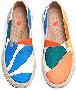 UIN Women's Espadrilles Slip Ons Canvas Lightweight Walking Casual Loafers Comfortable Art Painted Travel Shoes Marbella Tropical Day (10.5)