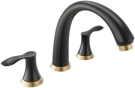 Black Gold Roman Tub Faucet, Lava Odoro 8 inch Widespread Bathtub Faucet with Valve, High Flow 2 Handle Deck Mount Tub Faucet, Solid Brass 3 Hole Bath Tub Filler TF405-GB