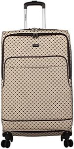 Steve Madden Designer Luggage, Noble Brown/Tan, 28 Inches, Lightweight Bag With Rolling Spinner Wheels